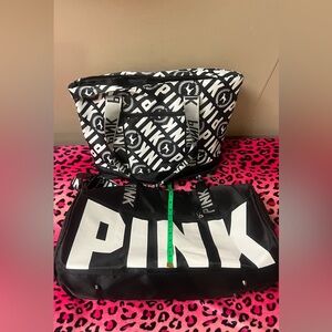 A lot of 2 pink bags. Tote and duffel bags .Black and white color. VGUC!